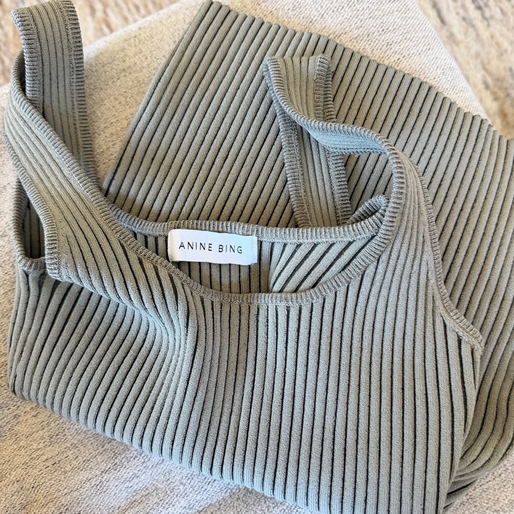 Anine Bing Josie Tank Khaki And Olive